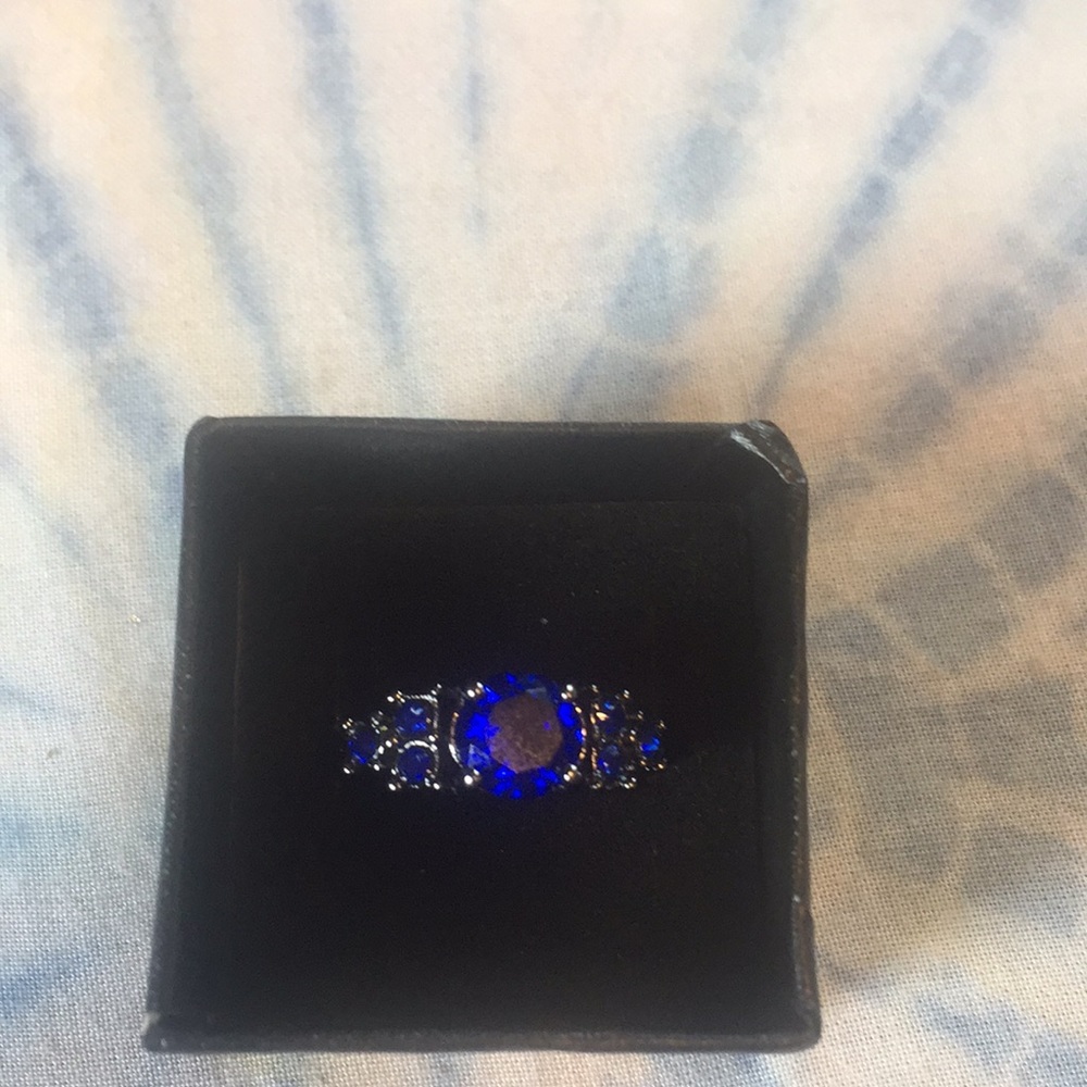 Sapphire CZ black Rhodium plated ring